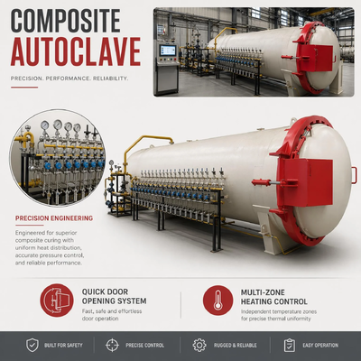 CE Certified Hot Press Autoclave Used in FRP Fiberglass Production Even Heat Circulation Anti-corrosion Industrial Curing