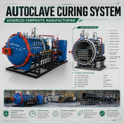 CE Verified Vacuum Autoclave for Prepreg Composite Molding Heat Insulation Stable Parameter Industrial Hot Press Pressure Tank