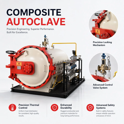Horizontal Composite Autoclave With Custom Size PLC Automatic Control Uniform Temperature Distribution and Safety Protection